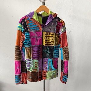 KPC Patchwork Zip Boho Hippie Jacket Size Medium